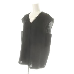 CYCLAS リネンVネックノースリーブプルオーバー カットソー 36 黒 /MI OS