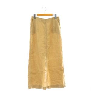 Linen Slit スカート ロング タイト 38 ベージュ /HK OS