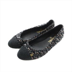 Ballerines バレエシューズ グリッタートゥ ツイード 37 24cm ブラック