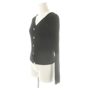 René ビジューボタンニット 長袖 Vネック 36 黒 ブラック /AT OS