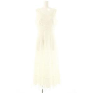 レース刺繍ロングワンピース ノースリーブ 36 ホワイト /DF OS SH