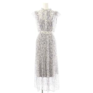 24SS プリーツデザインシフォンプリントワンピース ロング 0 ラベンダー /DF OS SH