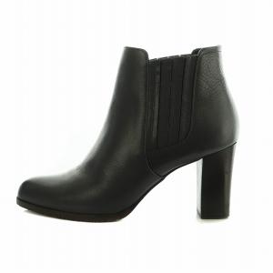 サイドゴアショートブーツ チャンキーヒール 23.5cm ダークグレー /MI OS