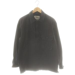 コットンプルオーバーシャツ ハーフジップ M 黒 /MI OS
