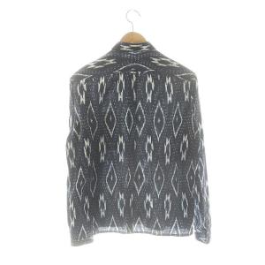 BURBERRY PRORSUM 総柄シャツ リネン混 15 1/2-39 紺 白