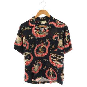 フラガールバケーションシャツ S/P ネイビー マルチカラー