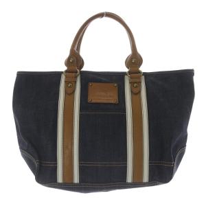 デニム トートバッグ ハンドバッグ ロゴ グレー 茶色 ブラウン /SR22