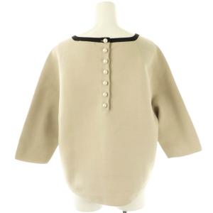 自由区 24AW ポリエステルホールガーメントプルオーバー ニット バックパール釦 ニット カットソー 38 ベージュ