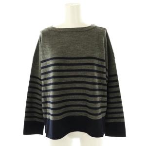 ウールボートネックボーダーニットプルオーバー カットソー F グレー 紺 /MI OS
