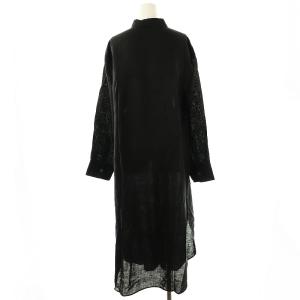 EVERYDAY I LIKE リネンシャツワンピース ロング 長袖 ブラック /DF OS