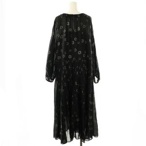 HOUSE OF LOTUS 24SS サークルプリントギャザーワンピース ロング M ブラック /DF OS