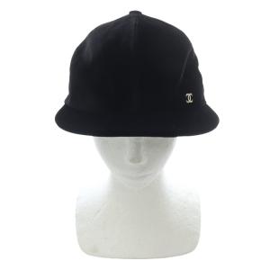 CHANEL ココマーク ベロア乗馬キャップ M ブラック