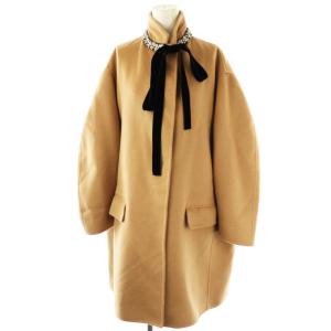 P693HR コート アンゴラ混 ビジュー装飾 36 キャメル ブラック