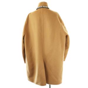 PRADA P693HR コート アンゴラ混 ビジュー装飾 36 キャメル ブラック