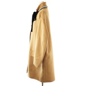 PRADA P693HR コート アンゴラ混 ビジュー装飾 36 キャメル ブラック