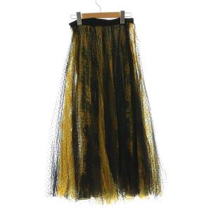 Christian Dior ドット×レース チュールスカート 38 ブラック イエロー 8E21349A1