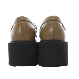 CAMPER コインローファー チャンキーヒール プラットフォーム 厚底 レザー 36 ブラウン ブルー /YO9 SH