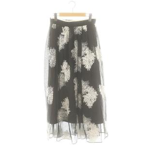 25SS シアーエンブロイダリースカート 38 ブラック ホワイト