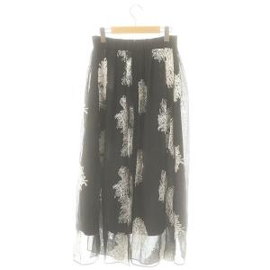 ADORE 25SS シアーエンブロイダリースカート 38 ブラック ホワイト
