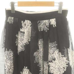 ADORE 25SS シアーエンブロイダリースカート 38 ブラック ホワイト