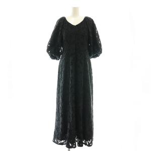VINTAGE LACE PUFF ONE PIECE ワンピース ロング 七分袖 1 ブラック /DO