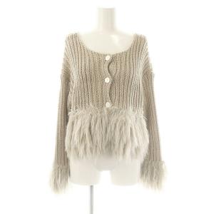 24AW フリンジカーディガン ニット クロップド 2 グレー /DF OS