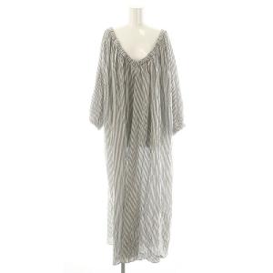 ストライプVネックワンピース F グレー 白 /MI OS