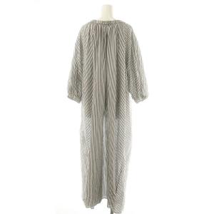 GALLARDAGALANTE ストライプVネックワンピース F グレー 白 /MI OS
