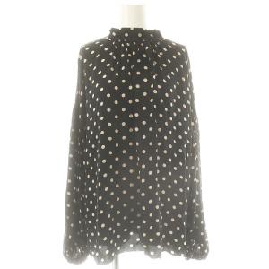ボウタイボリュームブラウス ドット 水玉 ブラック オフホワイト /ES OS