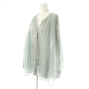 COLLAGE GALLARDAGALANTE リネン シアーブラウス シャツ F スモークグリーン /ES OS
