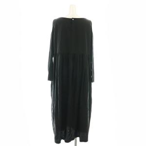 かぐれ コットンテンセルギャザーワンピース ロング 長袖 F ブラック /DO OS