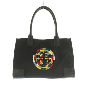 エラ トートバッグ 刺繍ブリーフケース 黒 マルチカラー /MI OS