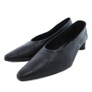 グリーズ GRISE 23AW 3cmレザーソフトパンプス チャンキーヒール 23.5cm 黒 ブラック