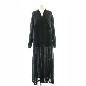 24SS リネンテントラインワンピース ノーカラースキッパー 黒 /MI OS