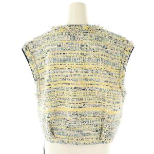 TOMORROWLAND collection 25SS ジョーヌラインファンシー クルーネックジレ ツイード 36 イエロー ライトブルー