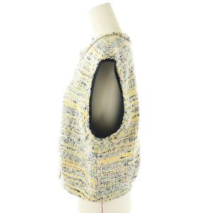 TOMORROWLAND collection 25SS ジョーヌラインファンシー クルーネックジレ ツイード 36 イエロー ライトブルー