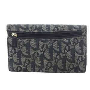 Christian Dior サドル トロッター 長財布 三つ折り キャンバス ネイビー /YO22 SH OH