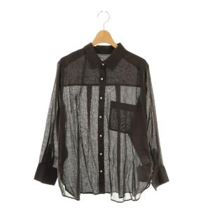 23SS パールボタンエアリーリネン2wayシャツ 長袖 1 ブラウン /DF OS