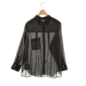 Apuweiser-riche 23SS パールボタンエアリーリネン2wayシャツ 長袖 1 ブラウン /DF OS