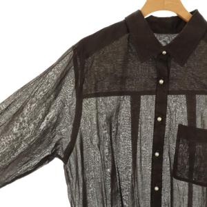 Apuweiser-riche 23SS パールボタンエアリーリネン2wayシャツ 長袖 1 ブラウン /DF OS