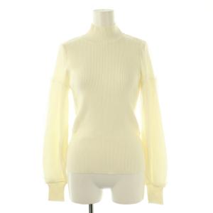 23AW 袖チュールタートルニット プルオーバー 長袖 2 ホワイト /DF OS SH