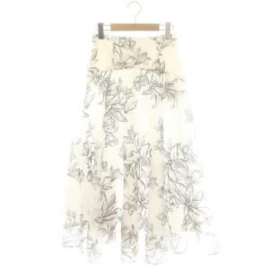 23SS フラワーエンブロイダリーフレアスカート 0 白 グレージュ /MI OS