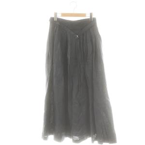 24SS クリアリネン ベルテッドラップスカート フレアスカート 38 チャコール /ES OS SH