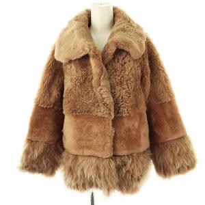 ハイブリットファー ハーフコート ラムファー カシミヤファー 36 ブラウン