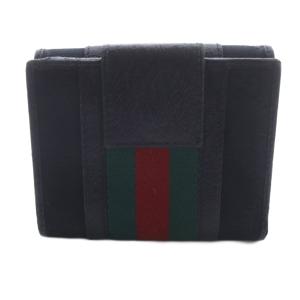 GUCCI GGキャンバス シェリーライン 二つ折り財布 黒 ブラック 赤 レッド 150672 /SR20 SH