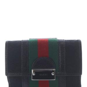GUCCI GGキャンバス シェリーライン 二つ折り財布 黒 ブラック 赤 レッド 150672 /SR20 SH