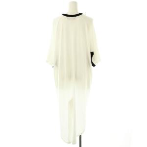 gomme カットソー チュニック 七分袖 M ホワイト ブラック /DF OS