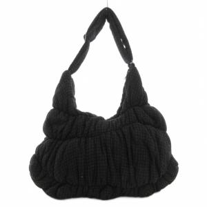 ショルダーバッグ 斜め掛け クロスボディ ギャザー チェック柄 黒 ブラック /GV