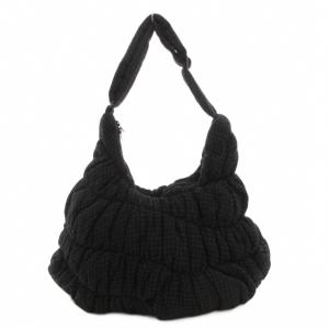 gomme ショルダーバッグ 斜め掛け クロスボディ ギャザー チェック柄 黒 ブラック /GV