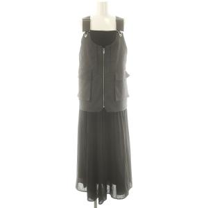 24SS WORK VEST SET DRESS ベストセットワンピース プリーツ S 黒 /MI OS